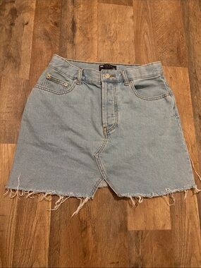 ASOS Light Wash Denim Mini Skirt with Raw Hem